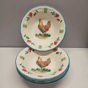 Epoch Collection Rooster Bowls Set of 4 Cereal Salad Farmhouse Country Floral